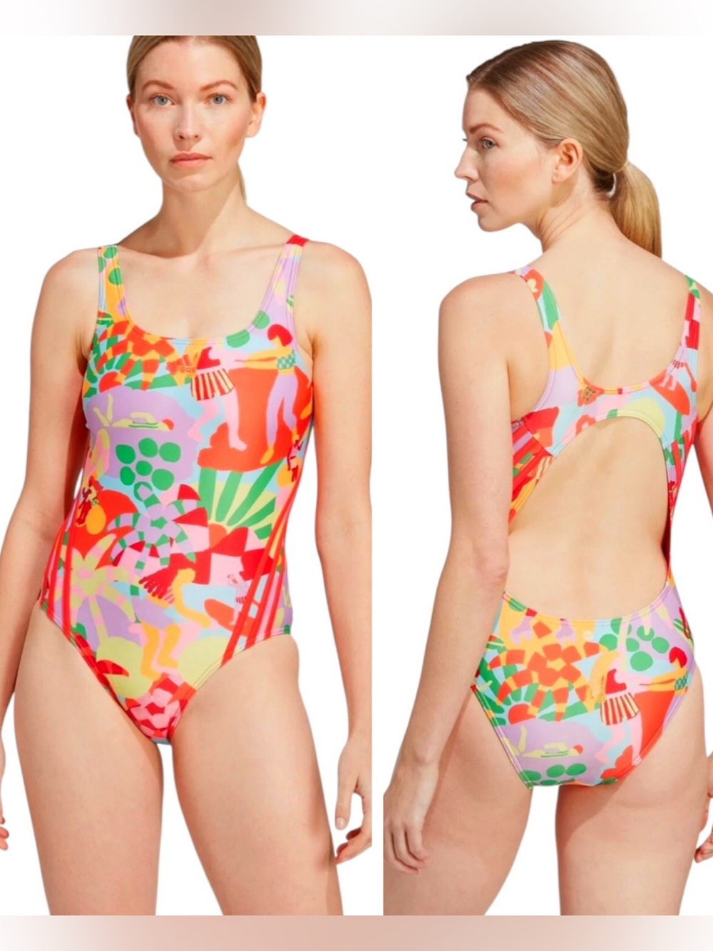 Adidas + Farm Rio one piece swimsuit pearl citrine size 10